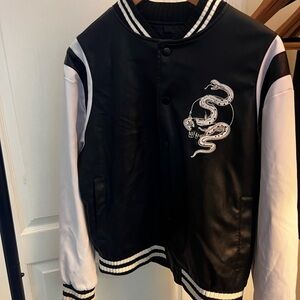 Black and White Snake Embroidered Jacket